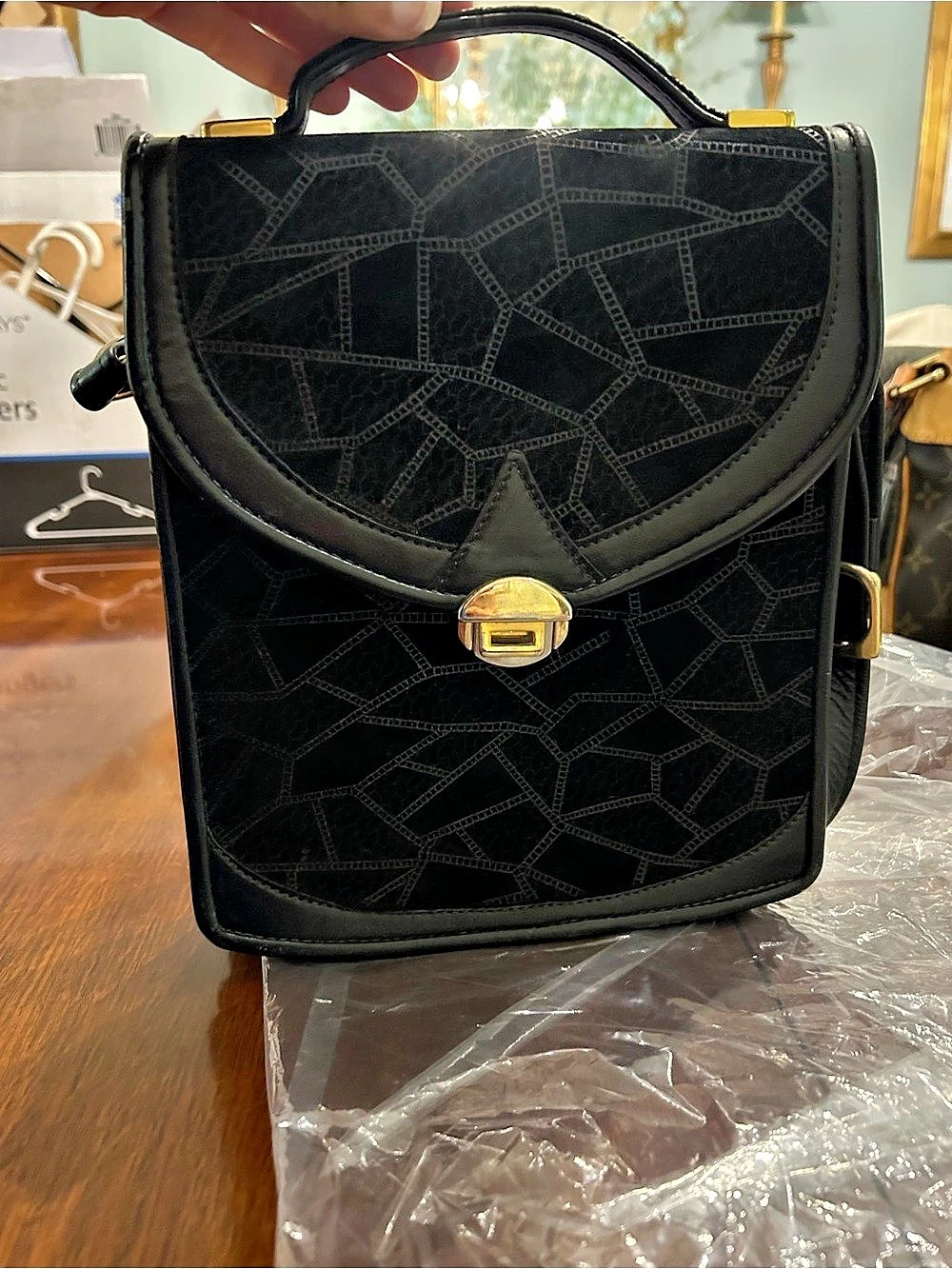 Geometric Crossbody Bag in Black Like New
